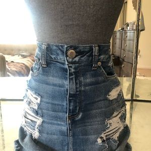 Ripped denim skirt